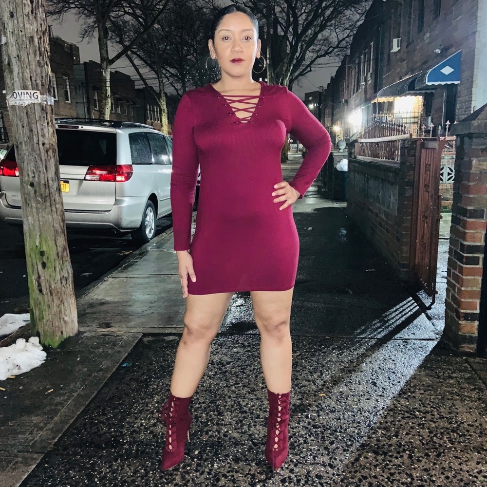 Forever21 Burgundy Long sleeve Dress